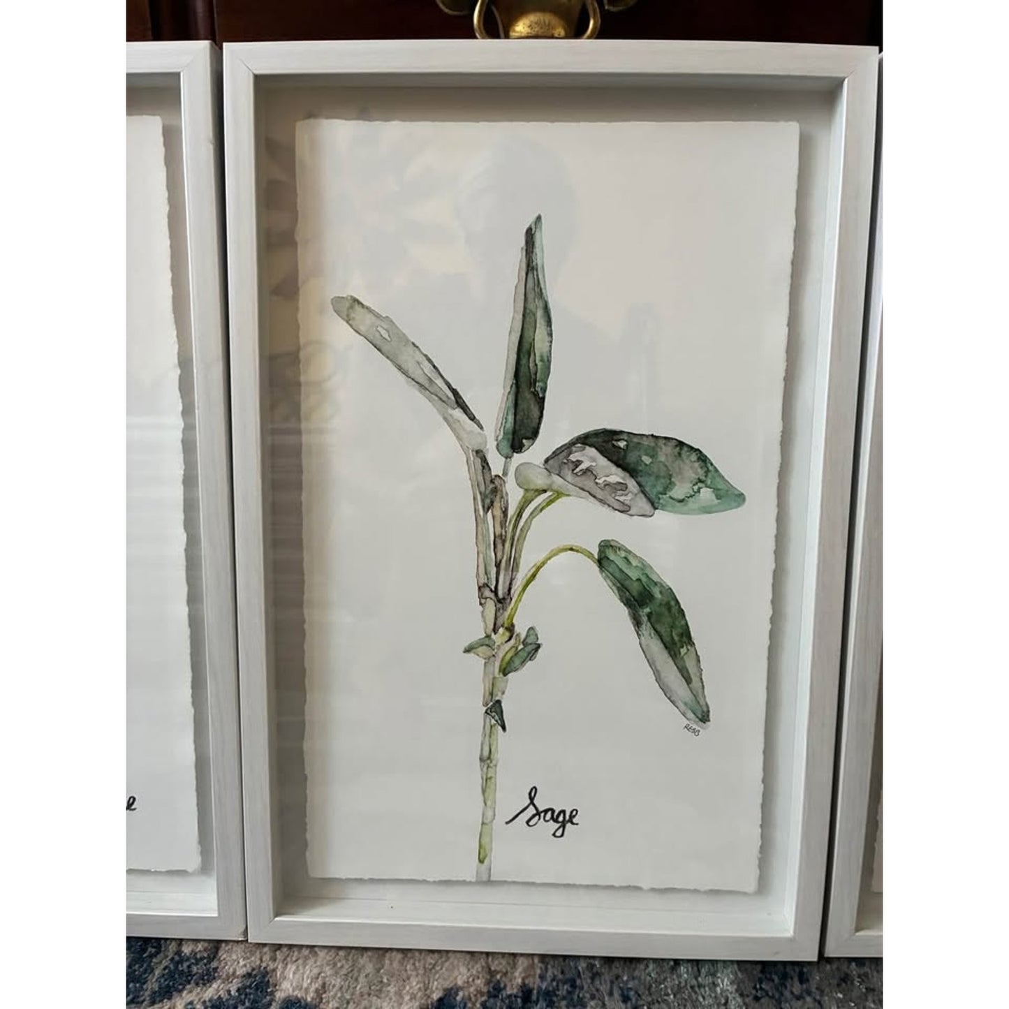 🌿Framed art:  Marmont Hill Herb Trio Triptych by artist Rachel Byler.