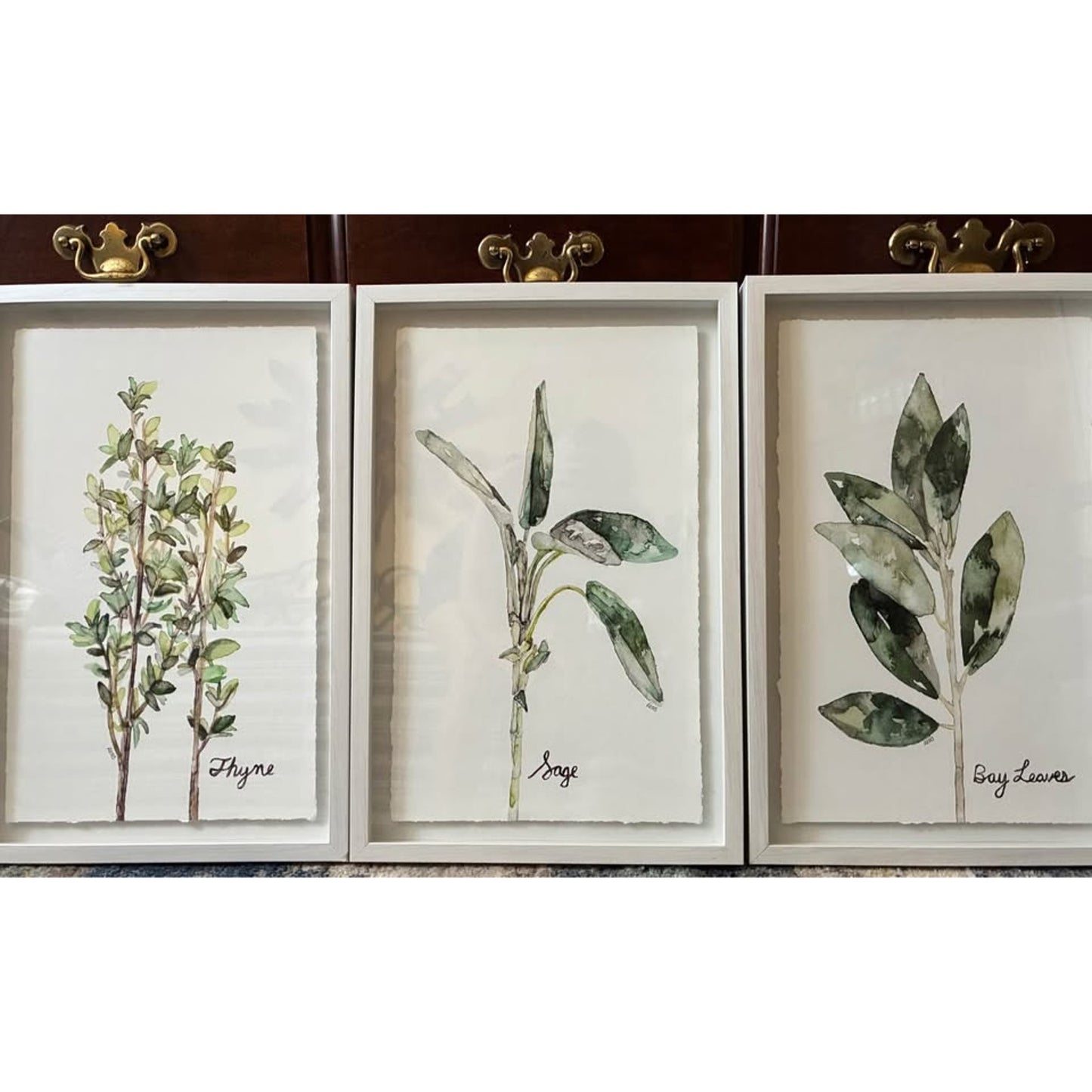 🌿Framed art:  Marmont Hill Herb Trio Triptych by artist Rachel Byler.