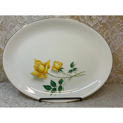 Simplicity by Cannonsburg Yellow Rose Oval Platter Gold Trim Replacement China - Vintage