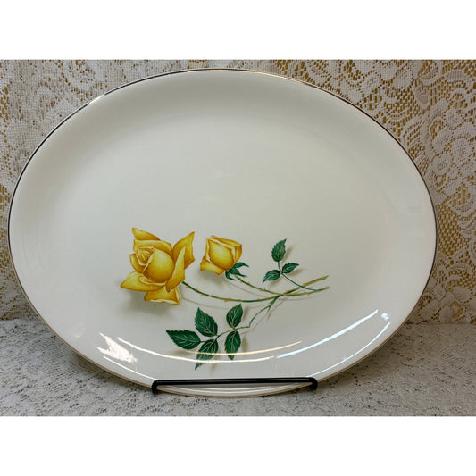 Simplicity by Cannonsburg Yellow Rose Oval Platter Gold Trim Replacement China - Vintage