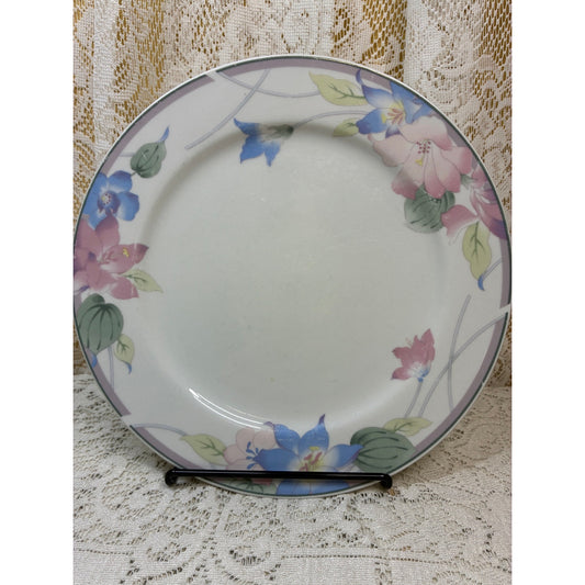 Gibson Aurora Dinner Plate – Replacement Piece – Pink Blue Floral Rim – Vintage China