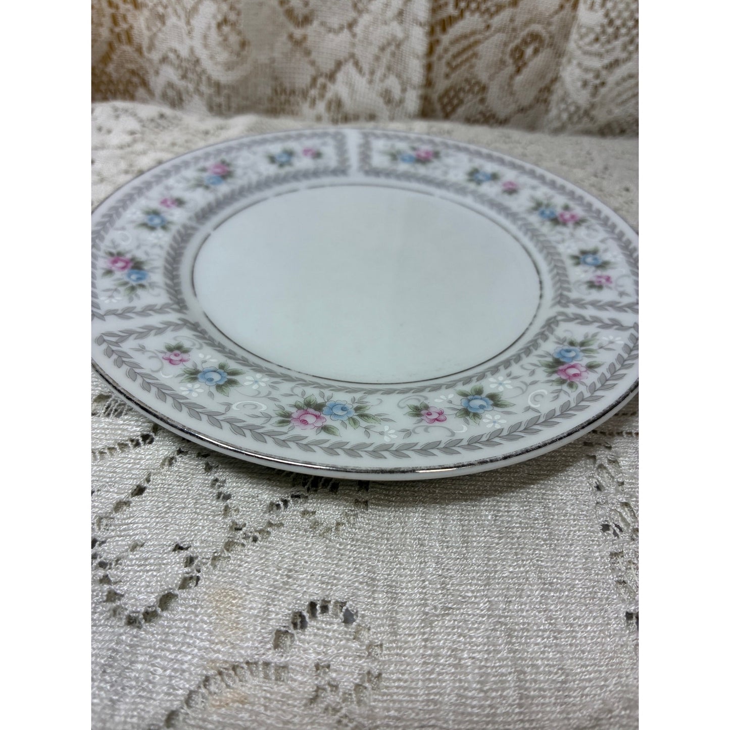 M Fine China Japan Lisa 5016 Bread Dessert Plate 6.5” – Replacement Piece – Floral Gray Pink Blue