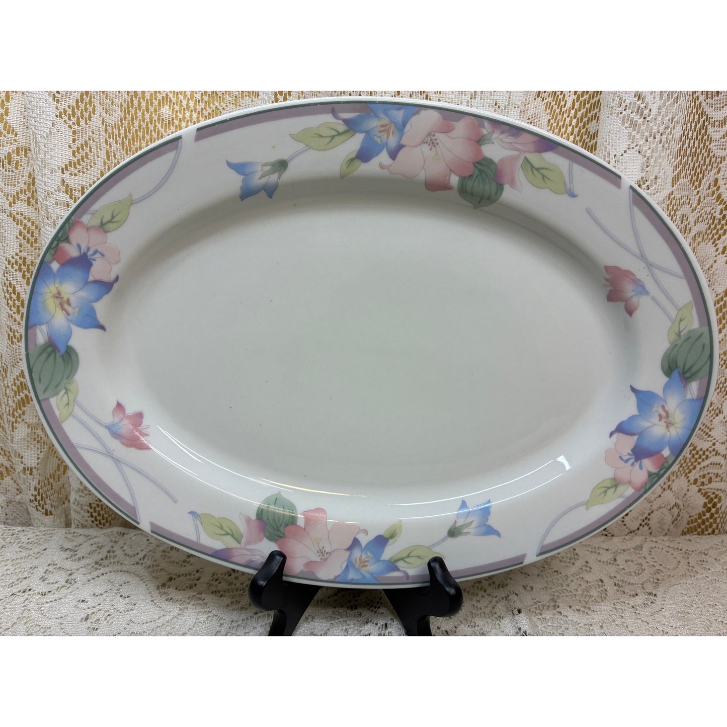 Gibson Aurora Oval Serving Platter – Replacement Piece – Pastel Floral Vintage China - 14”