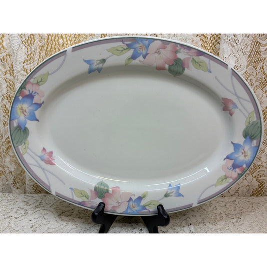 Gibson Aurora Oval Serving Platter – Replacement Piece – Pastel Floral Vintage China - 14”
