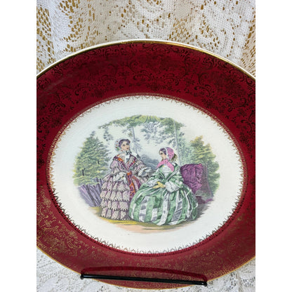 Salem China "Imperial" 11" Service Plate - Maroon & 23K Gold Filigree - Vintage