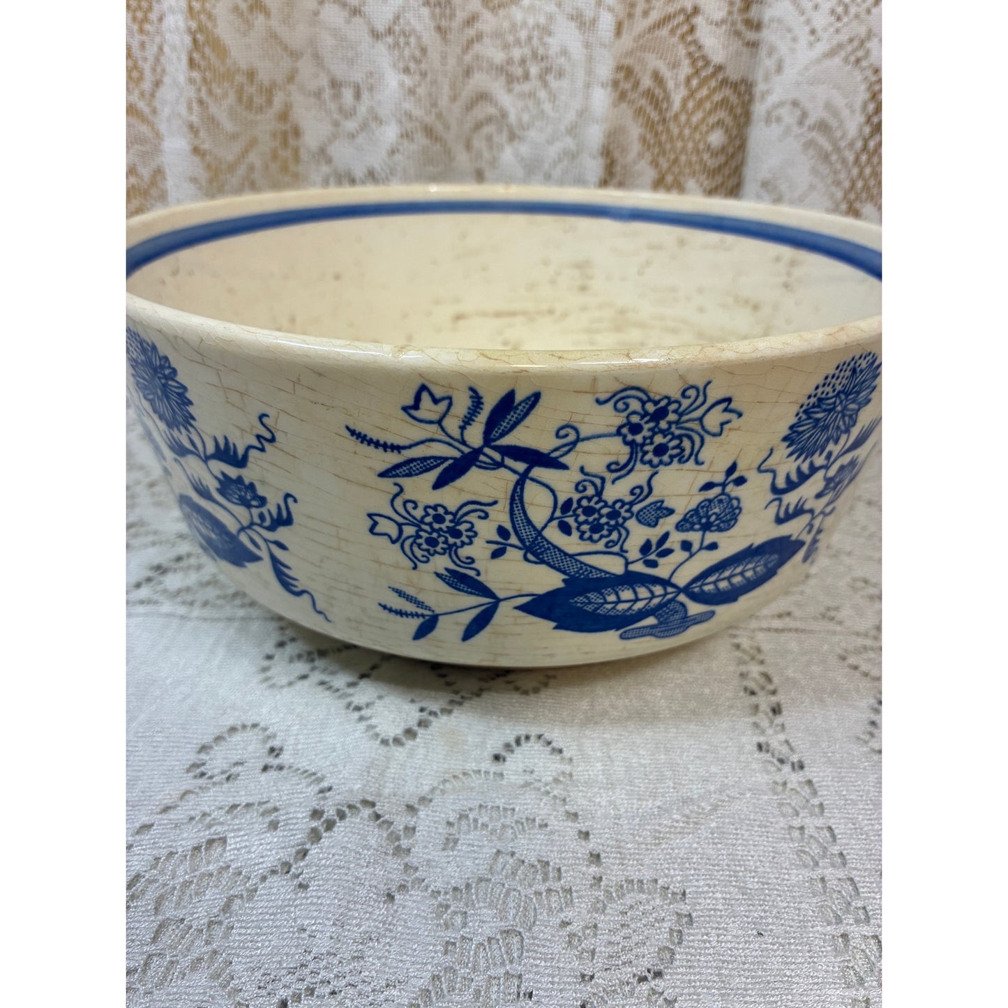 Zell Limburg (Zeller Keramik) blue and white pottery bowl, made in West Germany and marked “Echt Dom-Keramik.” - Vintage
