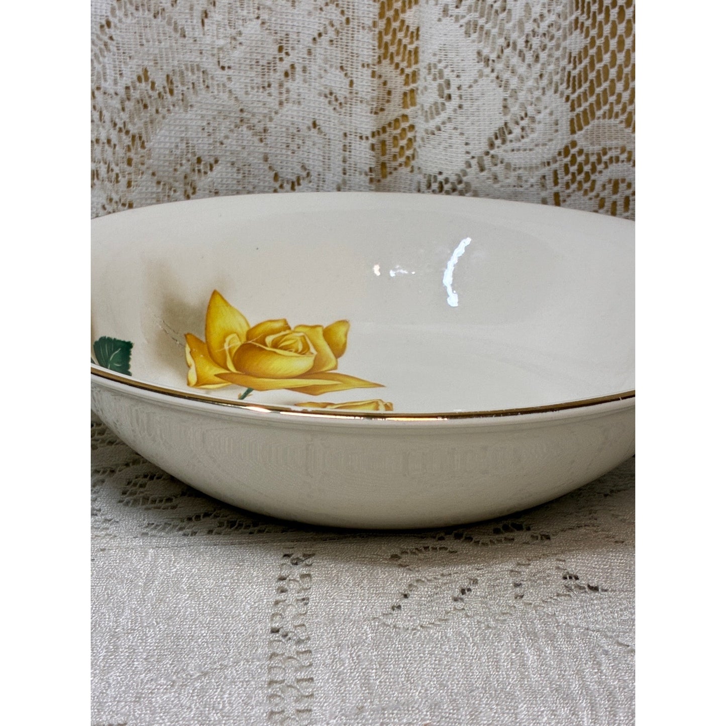 Simplicity by Cannonsburg Yellow Rose Serving Bowl Gold Trim Replacement China - Vintage