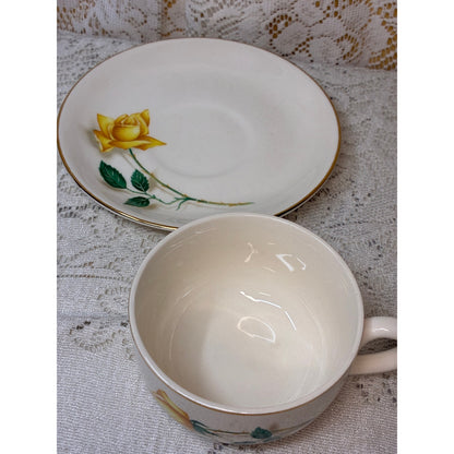 Simplicity by Cannonsburg Yellow Rose Cup & Saucer Gold Trim Replacement China - Vintage