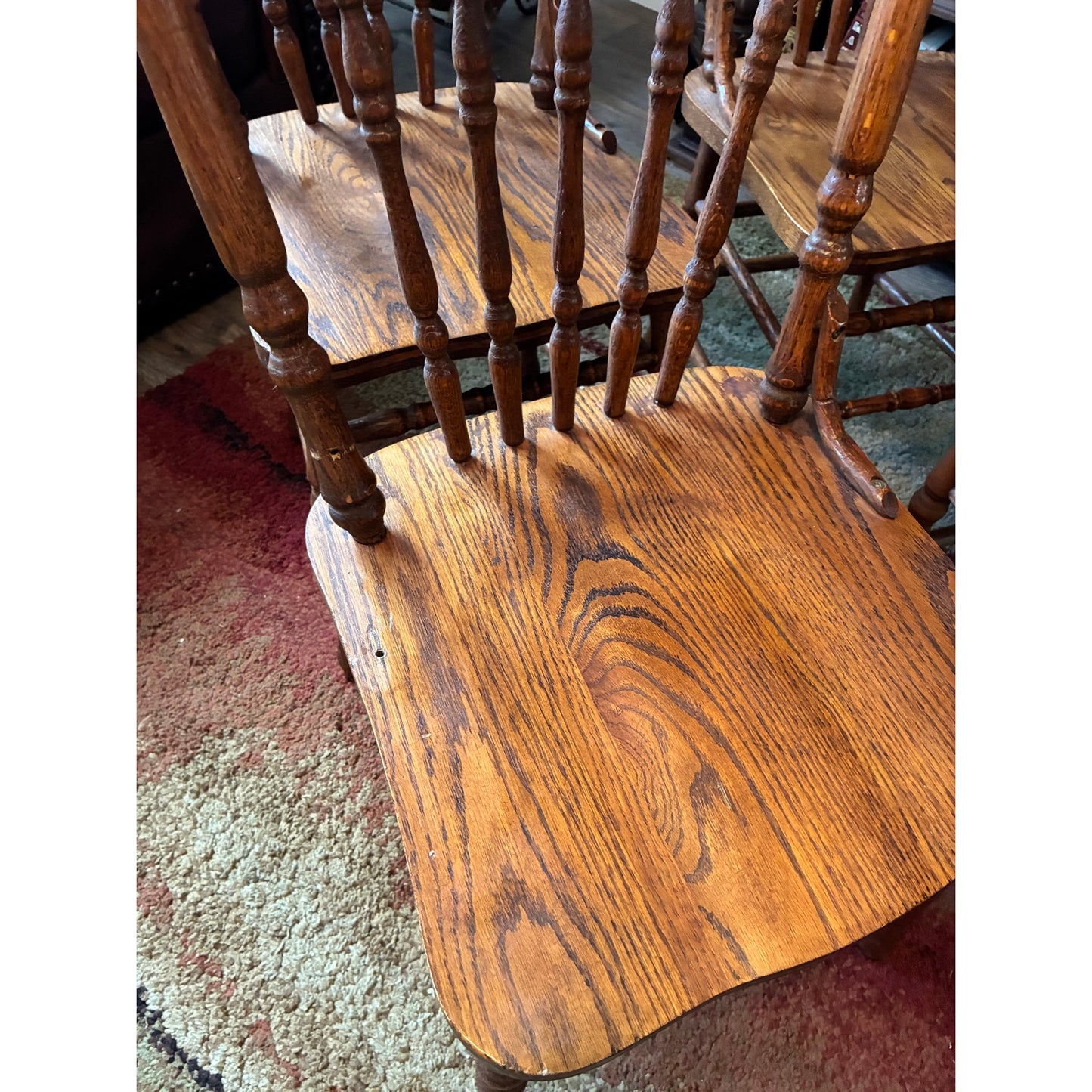 FOR LOCAL PICK UP ONLY: Antique Early 1900s Carved Oak “Green Man” Dining Chairs – Set of 4 – Made in Canada