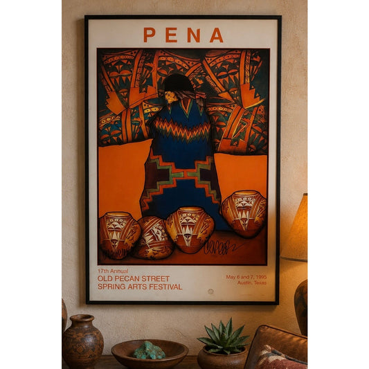 FOR LOCAL PICKUP ONLY: Amado Pena 1995 Signed & Numbered “Old Pecan Street Spring Arts Festival” Austin Art Print – 65/400