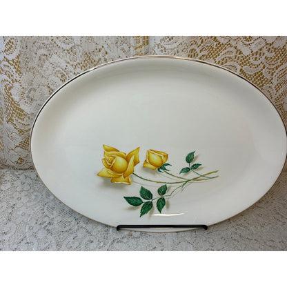 Simplicity by Cannonsburg Yellow Rose Oval Platter Gold Trim Replacement China - Vintage