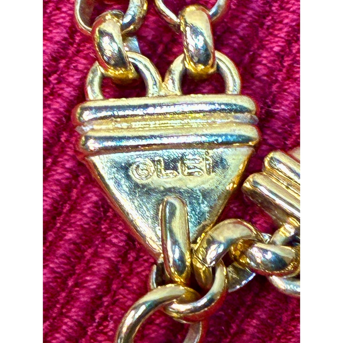 Signed Vintage GLEI Gold Tone Triple Chain Necklace | 26” Layered Link Necklace | 1980s Statement Jewelry