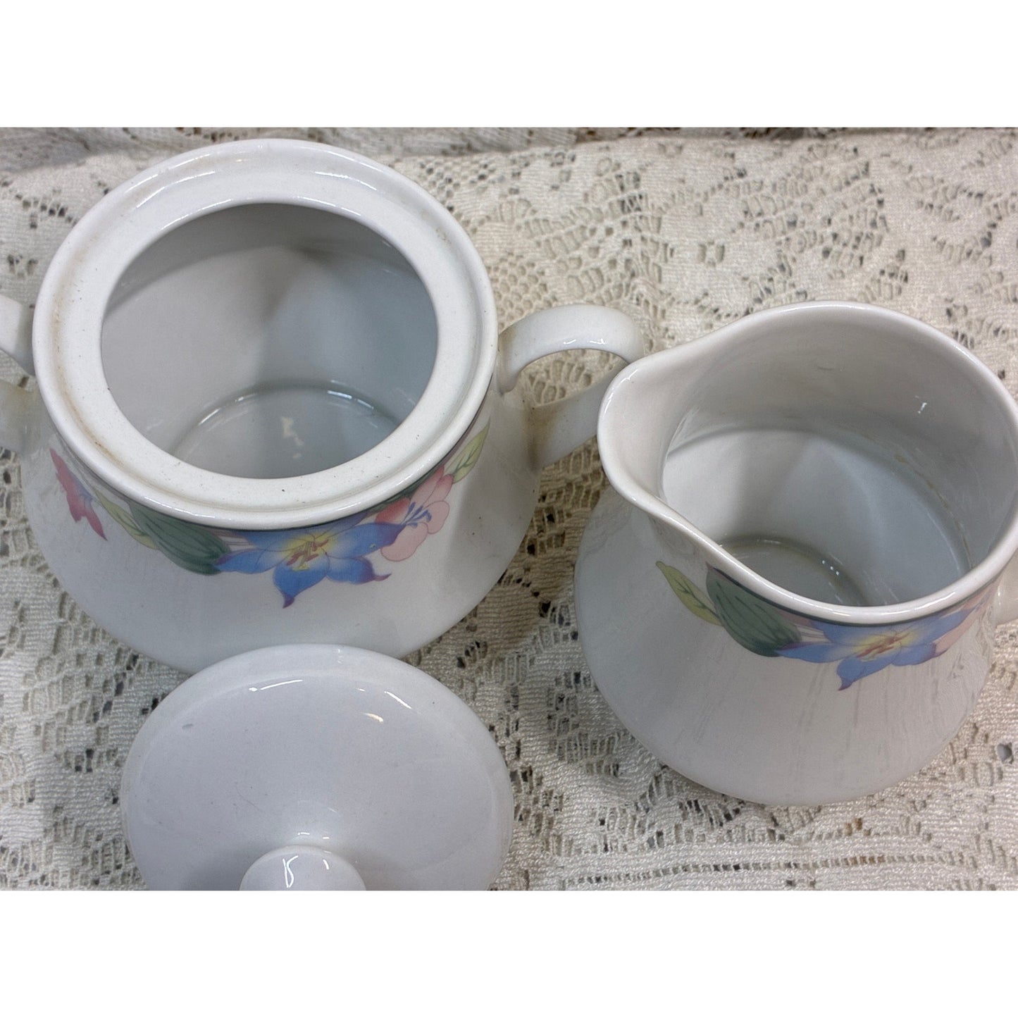 Gibson Aurora Sugar and Creamer Set – Replacement Pieces – Pastel Floral Vintage China