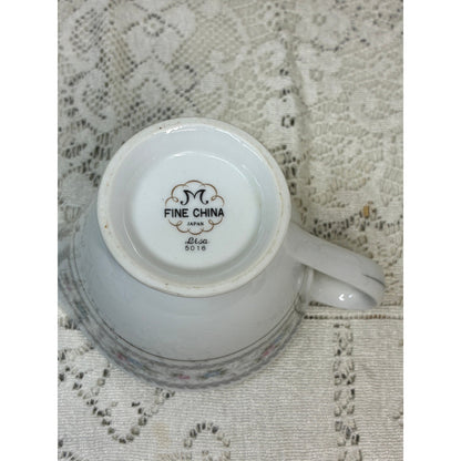M Fine China Japan Lisa 5016 Creamer – Replacement Piece – Floral Gray Pink Blue Vintage