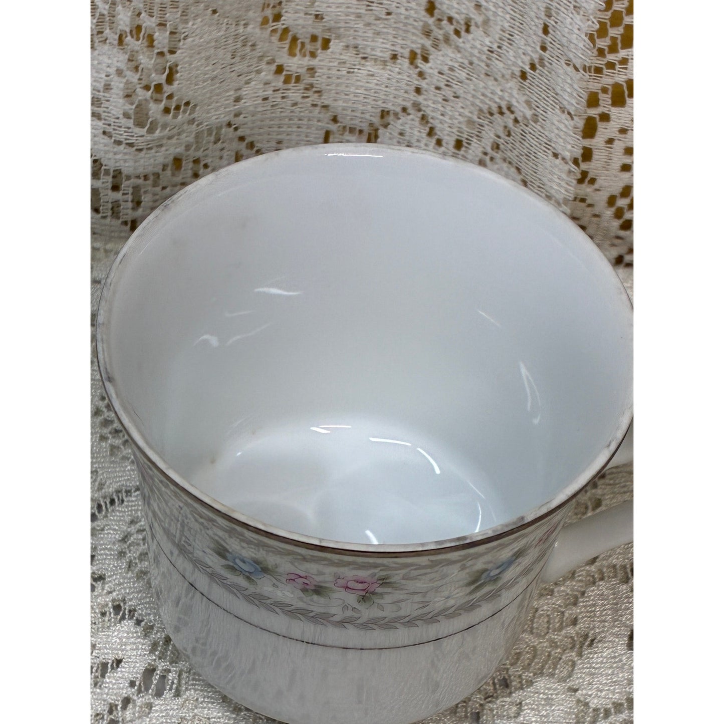 M Fine China Japan Lisa 5016 Coffee Cup – Replacement Piece – Floral Gray Pink Blue