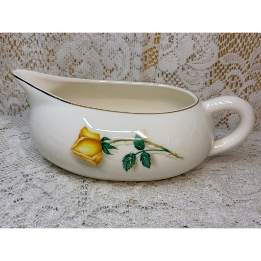 Simplicity by Cannonsburg Yellow Rose Gravy Boat Gold Trim Replacement China - Vintage