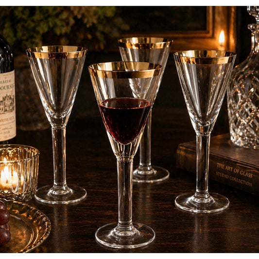 Stephen Smyers Neopolitan Gold Cocktail Glasses Set of 4 – Vintage Designer Cordial Glassware with etched signature