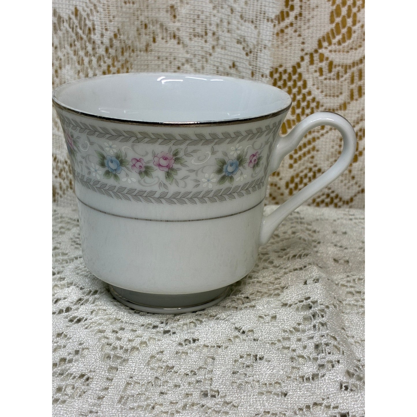 M Fine China Japan Lisa 5016 Coffee Cup – Replacement Piece – Floral Gray Pink Blue