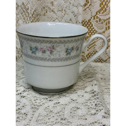M Fine China Japan Lisa 5016 Coffee Cup – Replacement Piece – Floral Gray Pink Blue