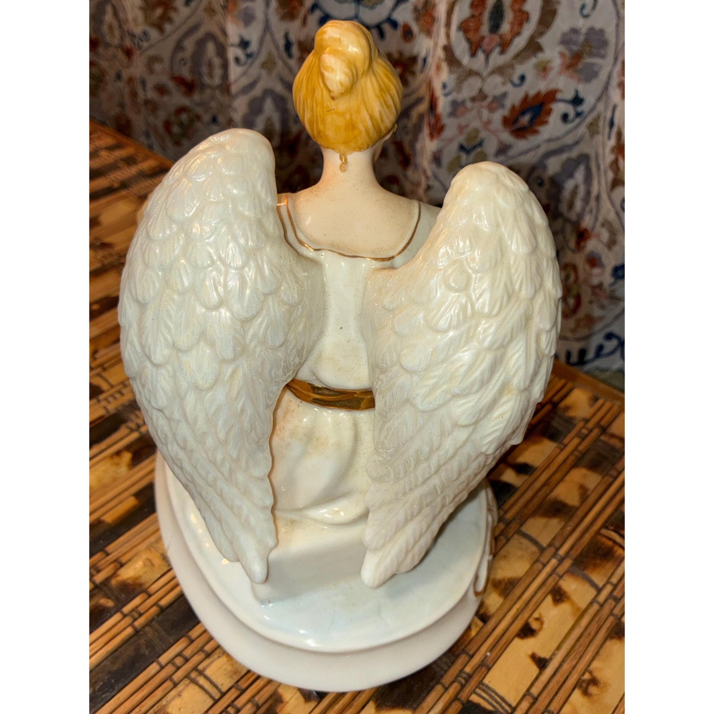 Vintage Porcelain Angel Figurine with Cherub – O’Well China – Guardian Angel Statue