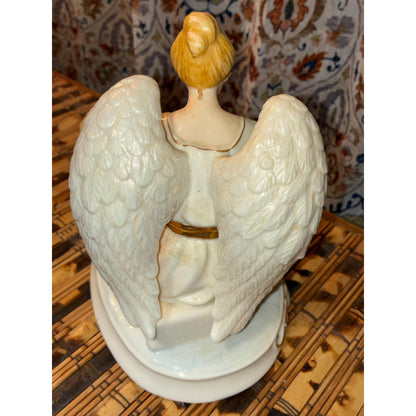 Vintage Porcelain Angel Figurine with Cherub – O’Well China – Guardian Angel Statue