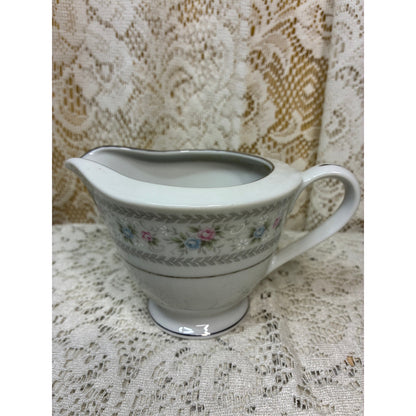 M Fine China Japan Lisa 5016 Creamer – Replacement Piece – Floral Gray Pink Blue Vintage