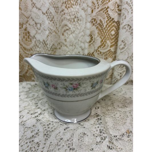 M Fine China Japan Lisa 5016 Creamer – Replacement Piece – Floral Gray Pink Blue Vintage