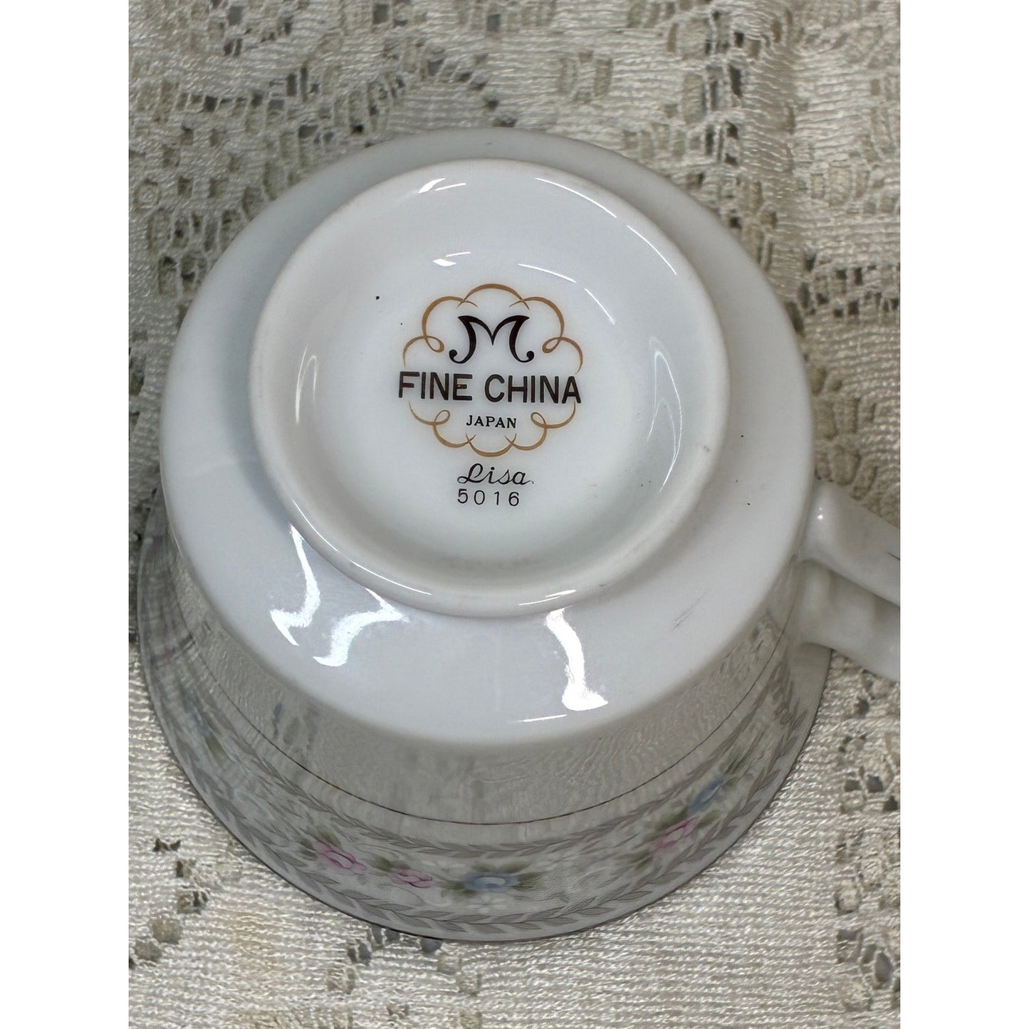M Fine China Japan Lisa 5016 Coffee Cup – Replacement Piece – Floral Gray Pink Blue