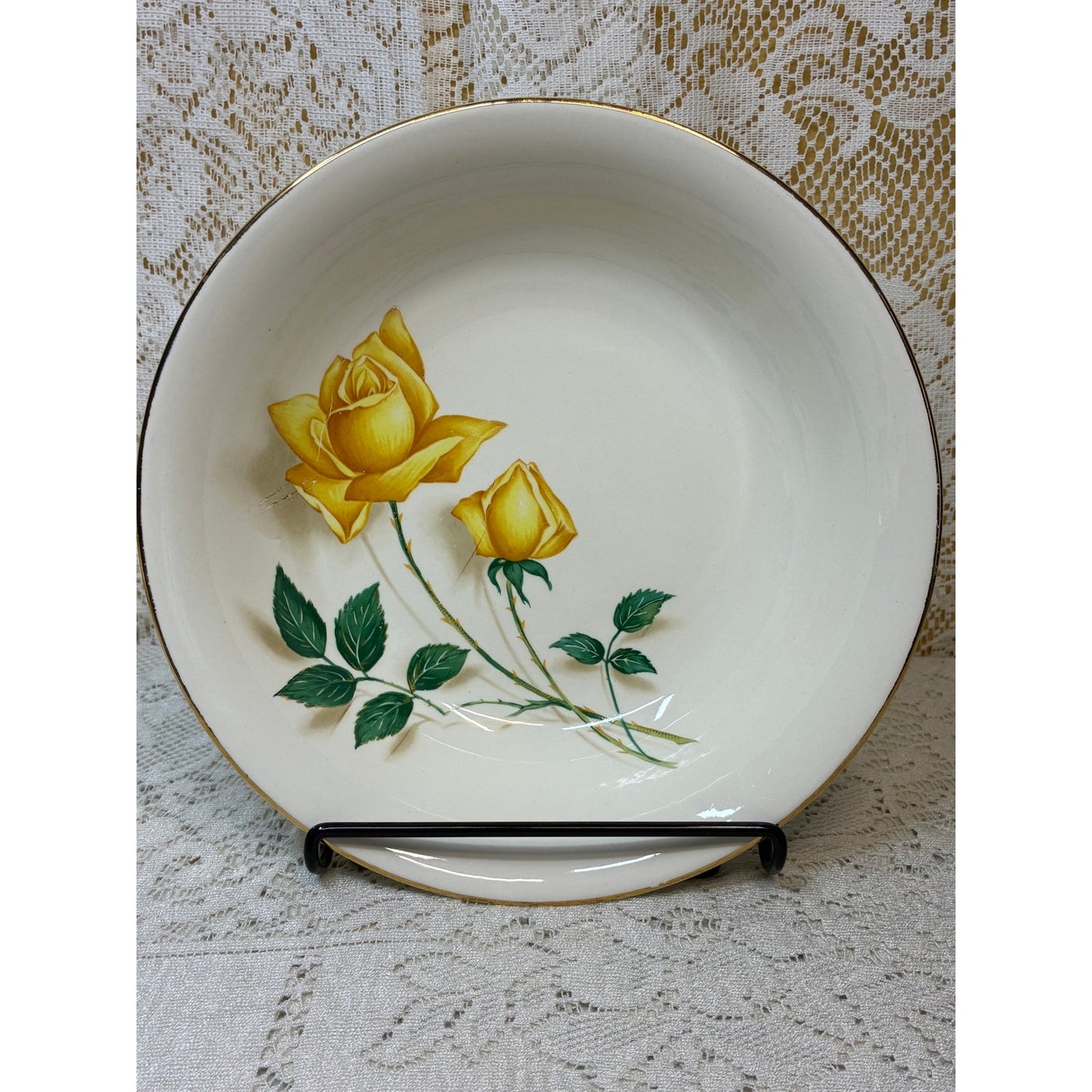 Simplicity by Cannonsburg Yellow Rose Serving Bowl Gold Trim Replacement China - Vintage