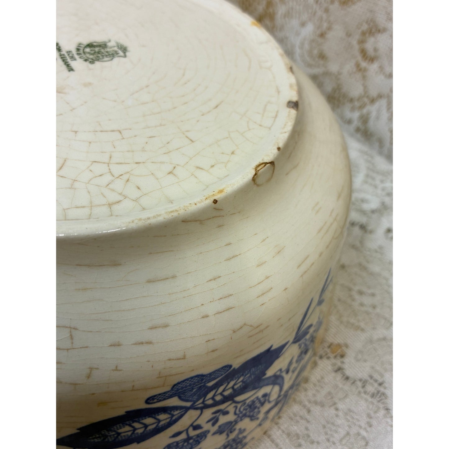 Zell Limburg (Zeller Keramik) blue and white pottery bowl, made in West Germany and marked “Echt Dom-Keramik.” - Vintage
