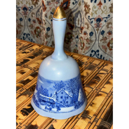 1976 Currier & Ives Bell – American Treasury Limited Edition – Winter Scene Porcelain Bell