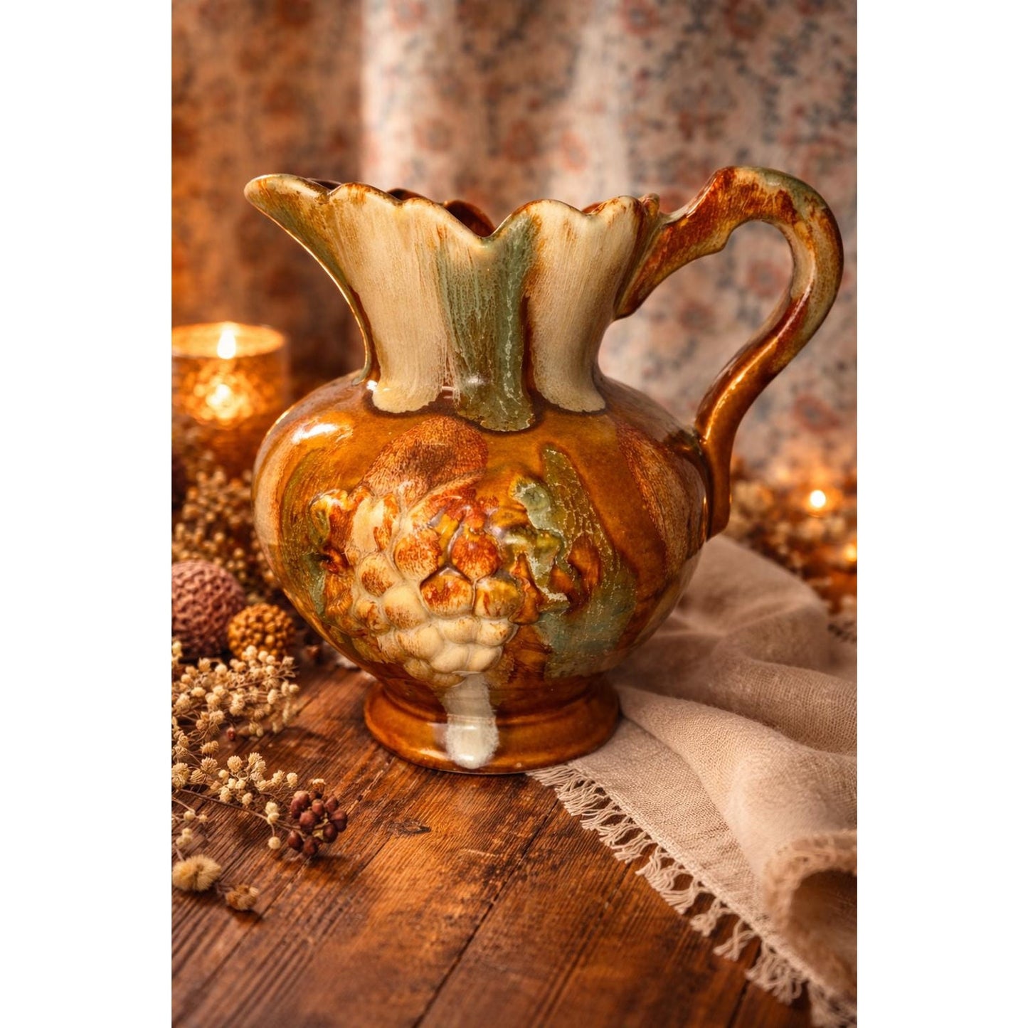 Vintage Dryden Pottery Pitcher / Vase – Ozark Frontier Collection – Drip Glaze Studio Piece